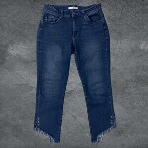 Kancan Women's Mid Rise Ankle with Stud Detailing Jeans Size 11/29